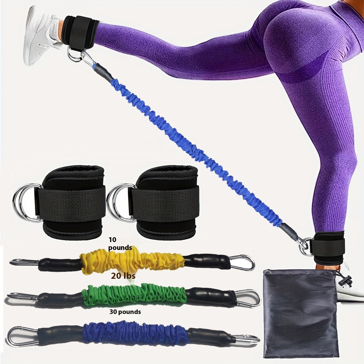 kit de faixas elásticas com tornozeleira ajustável