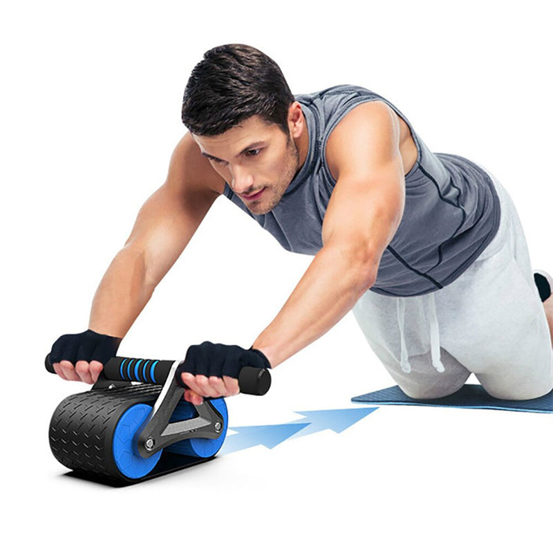 Roda abdominal com sistema de recuo automático