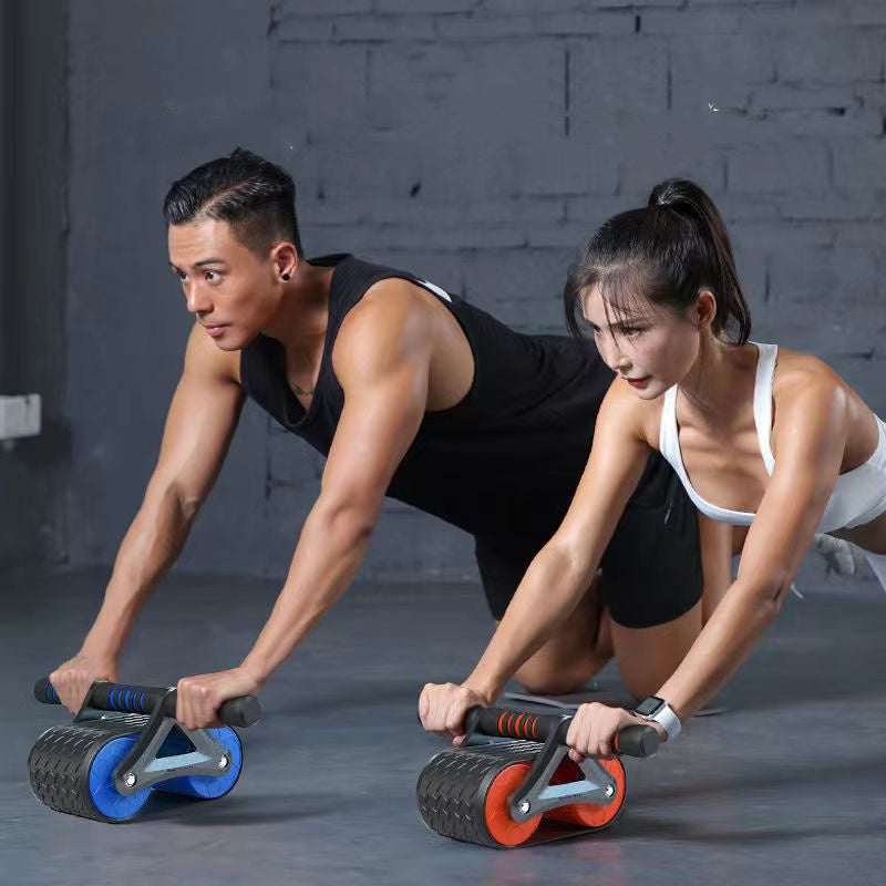 Roda abdominal com sistema de recuo automático