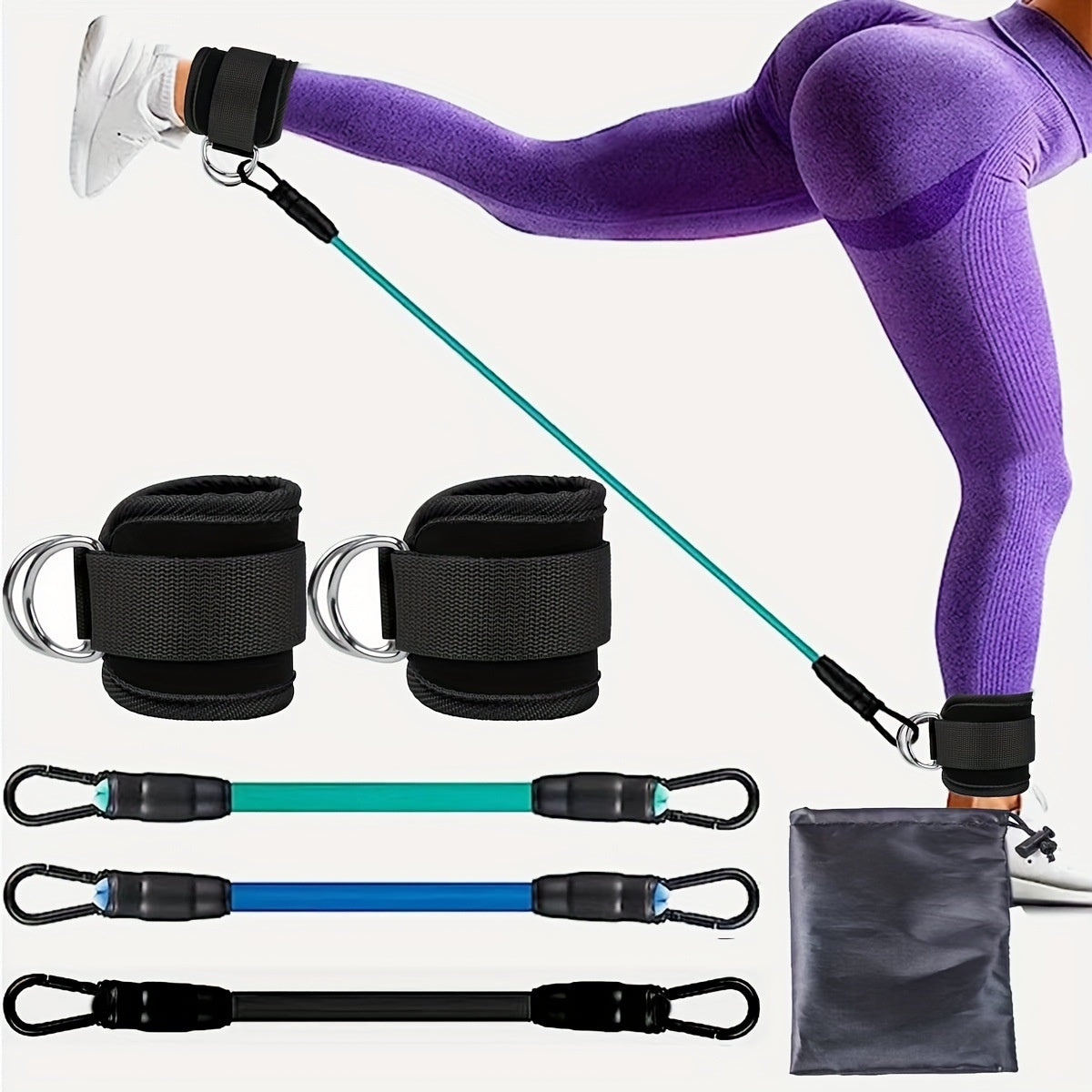 kit de faixas elásticas com tornozeleira ajustável